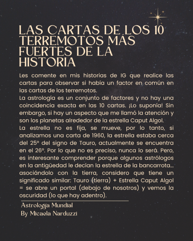 Las cartas natales de los 10 terremotos más fuertes de la historia